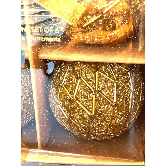 34th & Pine 6 Red 6 Gold Glass Beaded Christmas Tree Ornaments 2 Sets - Picture 3 of 3